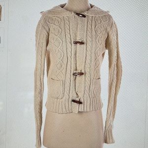 Free People Ivory Hooded Cardigan size M